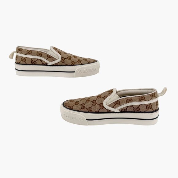 Gucci Tennis 1977 Beige GG Canvas Slip On Sneakers Shoes Size 37 US 7 Women's - Picture 10 of 13